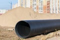 plastic pipes made of polyethylene for laying main networks of household, industrial and storm water Royalty Free Stock Photo