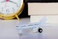 Plastic plane jet toy passenger on white background Royalty Free Stock Photo