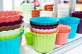 Plastic plant pots in store Royalty Free Stock Photo