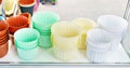 Plastic plant pots in store Royalty Free Stock Photo
