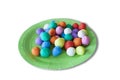 Plastic plate full of colorful playdough balls Royalty Free Stock Photo