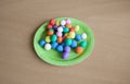 Plastic plate full of colorful playdough balls Royalty Free Stock Photo