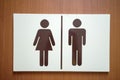 Plastic plate with male and female toilet sign