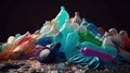 Plastic pollution abstract background. Waste managment, recycling concept. Generative AI