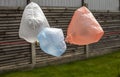 Plastic pollution of the environment with disposable multi-colored bags, horizontal Royalty Free Stock Photo