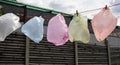 Plastic pollution of the environment with disposable multi-colored bags, horizontal Royalty Free Stock Photo