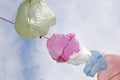 Plastic pollution of the environment with disposable multi-colored bags, horizontal Royalty Free Stock Photo