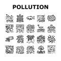 plastic pollution microplastics icons set vector Royalty Free Stock Photo