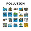 plastic pollution microplastics icons set vector Royalty Free Stock Photo