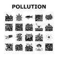 plastic pollution microplastics icons set vector Royalty Free Stock Photo