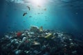 Plastic pollution in the ocean Environmental Problem garbage Floating On Sea