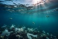 Plastic pollution ocean. Generate AI