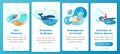 Plastic pollution in ocean onboarding mobile app screen vector template Royalty Free Stock Photo