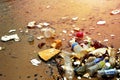 Plastic pollution in ocean. Royalty Free Stock Photo