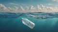 Plastic Pollution Ocean Waste Single Use Bottle Environmental Crisis Image AI generated. Royalty Free Stock Photo
