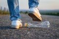 Plastic pollution on the road Royalty Free Stock Photo