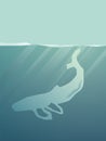 Plastic pollution in the seas vector concept with whale shaped plastic bag floating in ocean. Marine life destruction. Royalty Free Stock Photo