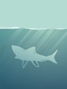 Plastic pollution in the seas vector concept with shark shaped plastic bag floating in ocean. Marine life destruction. Royalty Free Stock Photo