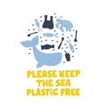 Plastic pollution word concept banner. Environmental problem isolated vector illustrations
