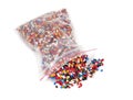 Plastic polymer granules packet