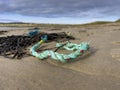 Plastic polypropylene rope fishing waste on a beach in Scotland Royalty Free Stock Photo