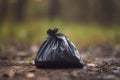 Plastic poop black bag tossed outdoor. Generate ai