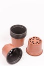 Plastic pots isolated on white background Royalty Free Stock Photo