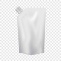 Plastic pouch with batcher mockup, realistic style Royalty Free Stock Photo