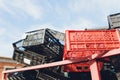 Plastic pressed bales at the modern waste hazardous processing plant. Separate garbage collection. Recycling and storage Royalty Free Stock Photo