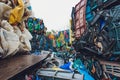 Plastic pressed bales at the modern waste hazardous processing plant. Separate garbage collection. Recycling and storage Royalty Free Stock Photo