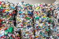 Plastic pressed bales at the modern waste hazardous processing plant. Separate garbage collection. Recycling and storage of waste Royalty Free Stock Photo