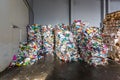 Plastic pressed bales at the modern waste hazardous processing plant. Separate garbage collection. Recycling and storage of waste Royalty Free Stock Photo