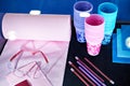 Plastic cups, glasses and saliva ejector tubes for dental