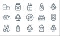 plastic products line icons. linear set. quality vector line set such as recycle, recycle, plastic bag, mouth, baby bottle,