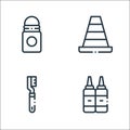 plastic products line icons. linear set. quality vector line set such as ketchup, toothbrush, cone