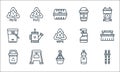 Plastic products line icons. linear set. quality vector line set such as straw, plant pot, recycling bin, water bottle, stool,