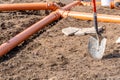 plastic PVC pipes for the construction of rain and waste sewerage and water supply. construction of a new house Royalty Free Stock Photo