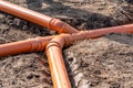 plastic PVC pipes for the construction of rain and waste sewerage and water supply. construction of a new house Royalty Free Stock Photo