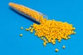 Plastic raw materials in granules for industry.Yellow Polymer on Royalty Free Stock Photo