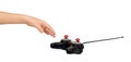 Plastic RC transmitter. Remote control receiver for toys Royalty Free Stock Photo