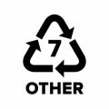 Plastic recycling code applied to packaging (O, OTHER). Royalty Free Stock Photo