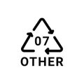 Plastic recycling code 07 other line icon. Consumption code.