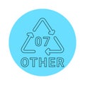 Plastic recycling code 07 other line icon. Consumption code.