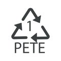 Plastic recycling code, 1 PETE recycle symbol, isolated icon Royalty Free Stock Photo