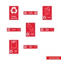 Plastic recycling signs icon set of color types. Isolated vector sign symbols. Icon pack Royalty Free Stock Photo