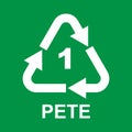 Plastic Recycling Symbol Class 1 PETE