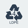 Plastic recycling symbol LDPE 4,Wrapping Plastic, Label. Vector Illustration Royalty Free Stock Photo