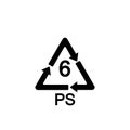 Plastic recycling symbol PS 6, Resin identification code Polystyrene, vector illustration