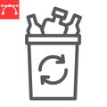 Plastic recycling waste line icon, recycle and ecology, plastic waste vector icon, vector graphics, editable stroke Royalty Free Stock Photo