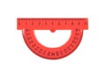 Plastic red ruler, protractor for measuring centimes Royalty Free Stock Photo